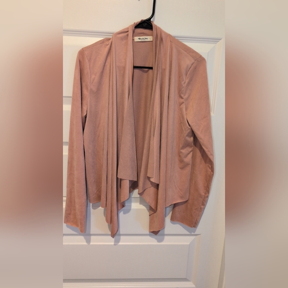 Open-Front Draped Blazer in Dusty Rose - Picture 3 of 13